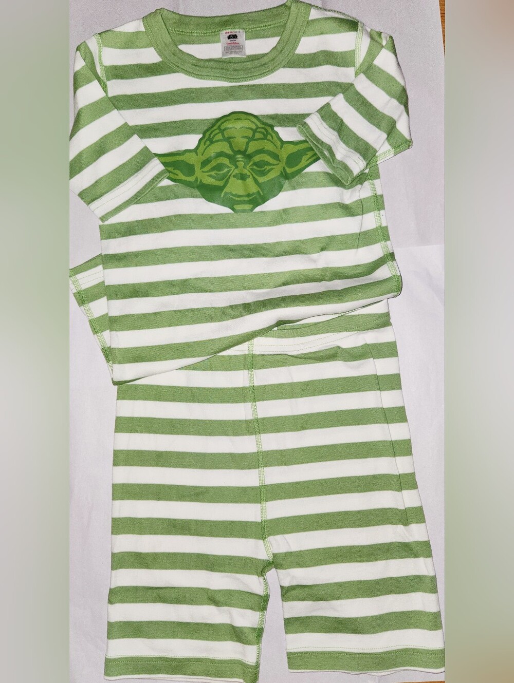 Hanna Andersson Green and White Yoda Kids Pajama Set 100% Organic Cotton Size 12